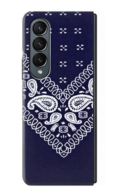 W3357 Navy Blue Bandana Pattern Hard Case For Samsung Galaxy Z Fold 4