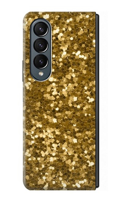 W3388 Gold Glitter Graphic Print Hard Case For Samsung Galaxy Z Fold 4