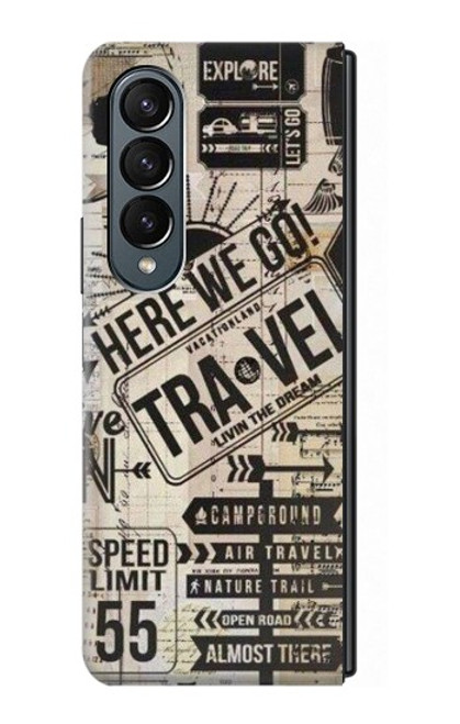 W3441 Vintage Travel Hard Case For Samsung Galaxy Z Fold 4