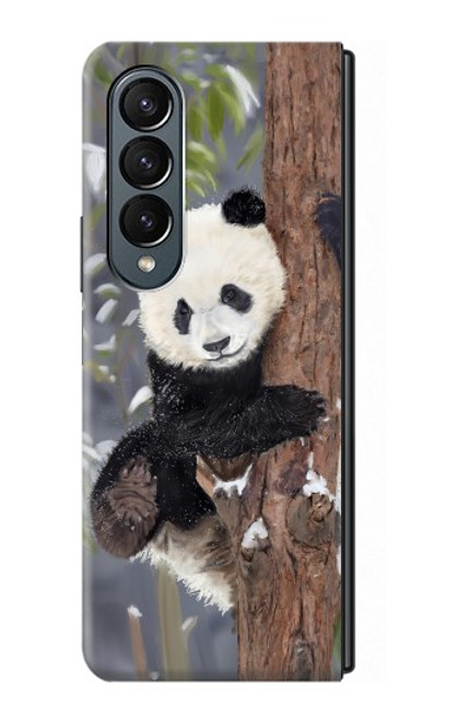 W3793 Cute Baby Panda Snow Painting Hard Case For Samsung Galaxy Z Fold 4