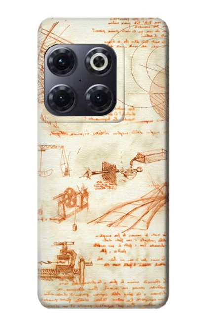 W0566 Technical Drawing Da Vinci Hard Case and Leather Flip Case For OnePlus 10T