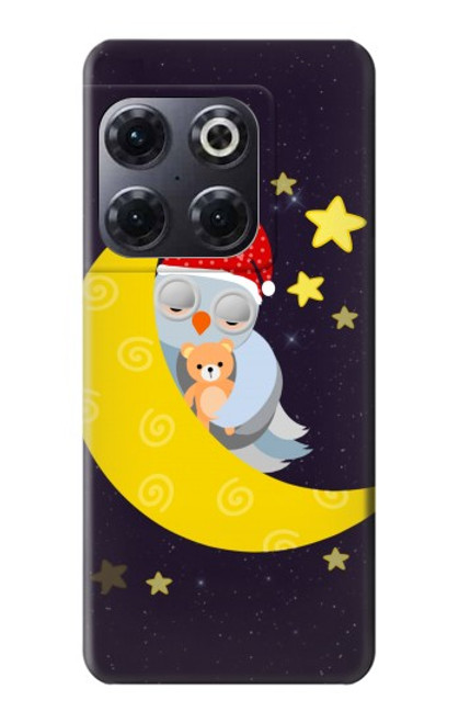 W2849 Cute Sleepy Owl Moon Night Hard Case and Leather Flip Case For OnePlus 10T