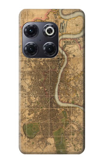 W3230 Vintage Map of London Hard Case and Leather Flip Case For OnePlus 10T