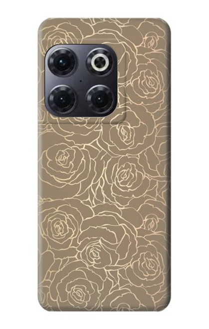 W3466 Gold Rose Pattern Hard Case and Leather Flip Case For OnePlus 10T