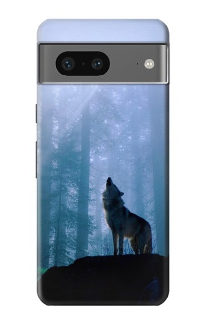 W0935 Wolf Howling in Forest Hard Case and Leather Flip Case For Google Pixel 7