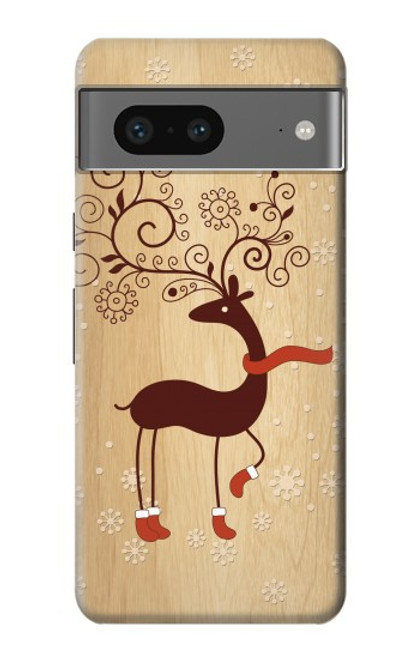 W3081 Wooden Raindeer Graphic Printed Hard Case and Leather Flip Case For Google Pixel 7