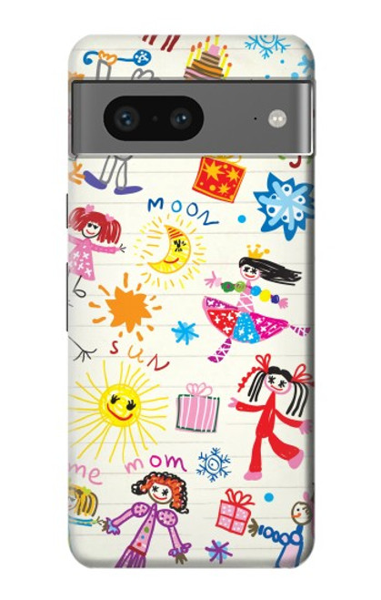 W3280 Kids Drawing Hard Case and Leather Flip Case For Google Pixel 7