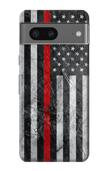 W3687 Firefighter Thin Red Line American Flag Hard Case and Leather Flip Case For Google Pixel 7