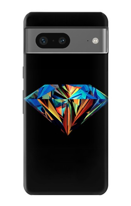 W3842 Abstract Colorful Diamond Hard Case and Leather Flip Case For Google Pixel 7