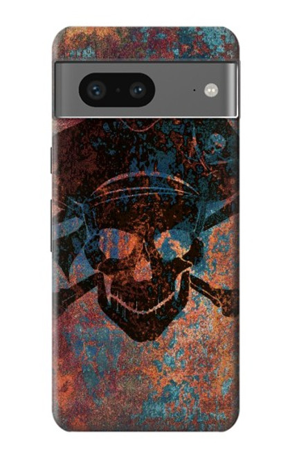 W3895 Pirate Skull Metal Hard Case and Leather Flip Case For Google Pixel 7