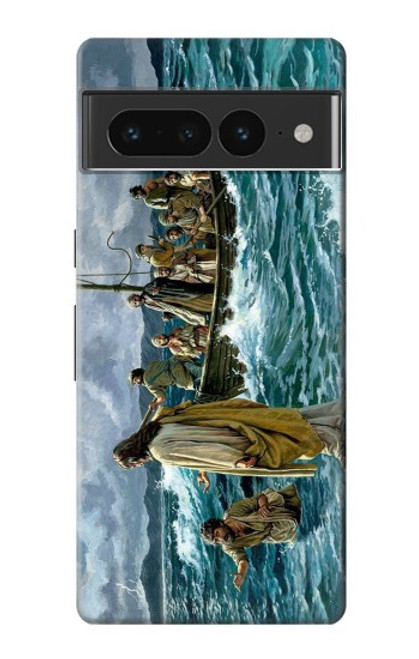 W1722 Jesus Walk on The Sea Hard Case and Leather Flip Case For Google Pixel 7 Pro