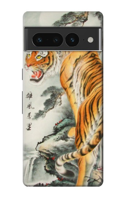 W1934 Chinese Tiger Painting Hard Case and Leather Flip Case For Google Pixel 7 Pro