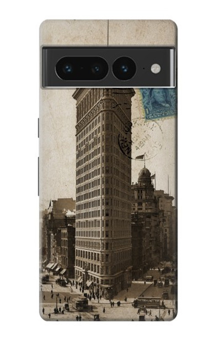 W2832 New York 1903 Flatiron Building Postcard Hard Case and Leather Flip Case For Google Pixel 7 Pro