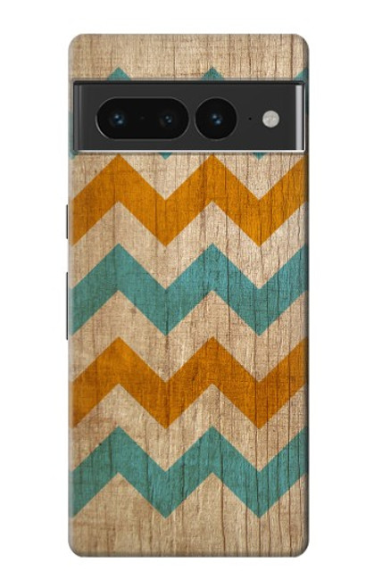 W3033 Vintage Wood Chevron Graphic Printed Hard Case and Leather Flip Case For Google Pixel 7 Pro