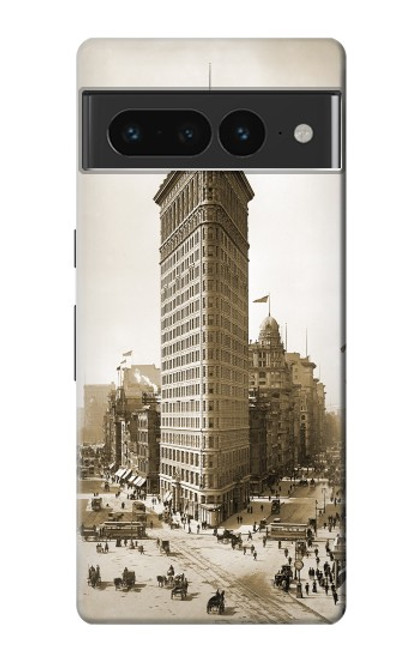 W3046 Old New York Flatiron Building Hard Case and Leather Flip Case For Google Pixel 7 Pro