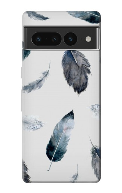 W3085 Feather Paint Pattern Hard Case and Leather Flip Case For Google Pixel 7 Pro