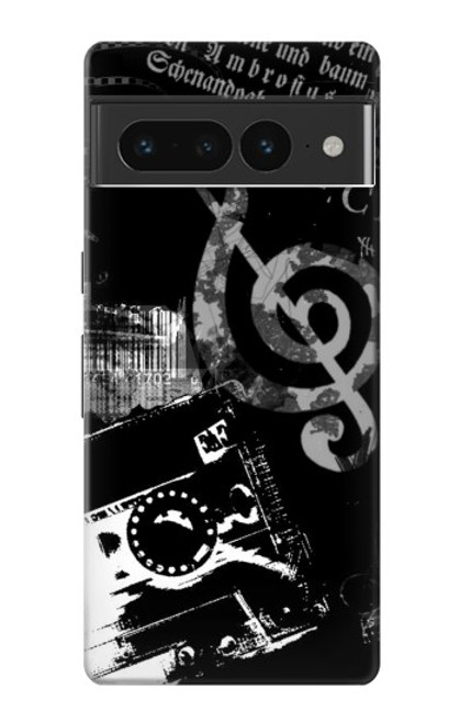 W3197 Music Cassette Note Hard Case and Leather Flip Case For Google Pixel 7 Pro