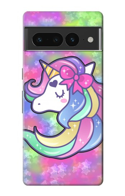 W3264 Pastel Unicorn Hard Case and Leather Flip Case For Google Pixel 7 Pro