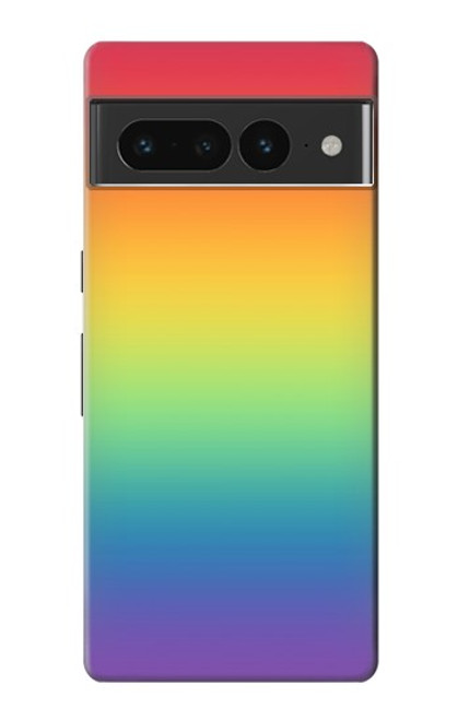 W3698 LGBT Gradient Pride Flag Hard Case and Leather Flip Case For Google Pixel 7 Pro