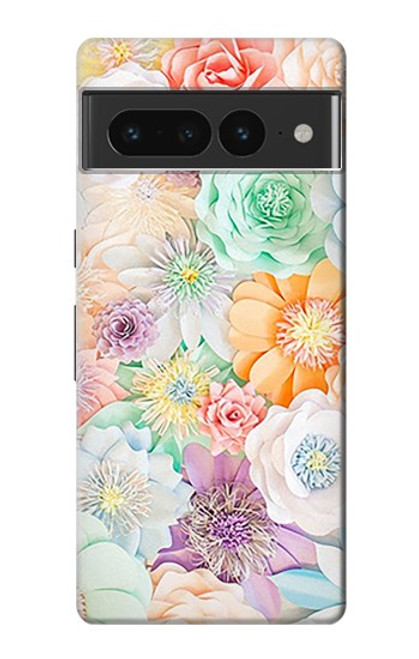 W3705 Pastel Floral Flower Hard Case and Leather Flip Case For Google Pixel 7 Pro