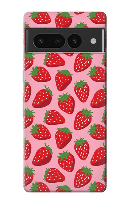 W3719 Strawberry Pattern Hard Case and Leather Flip Case For Google Pixel 7 Pro