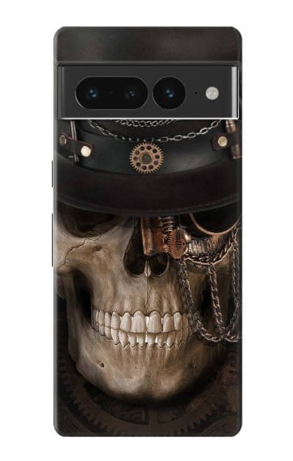W3852 Steampunk Skull Hard Case and Leather Flip Case For Google Pixel 7 Pro