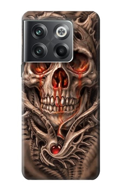 W1675 Skull Blood Tattoo Hard Case and Leather Flip Case For OnePlus Ace Pro