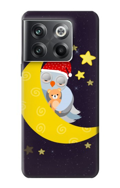 W2849 Cute Sleepy Owl Moon Night Hard Case and Leather Flip Case For OnePlus Ace Pro