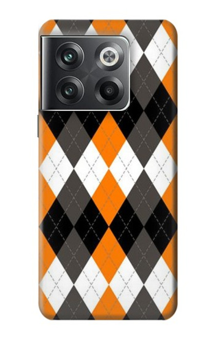 W3421 Black Orange White Argyle Plaid Hard Case and Leather Flip Case For OnePlus Ace Pro