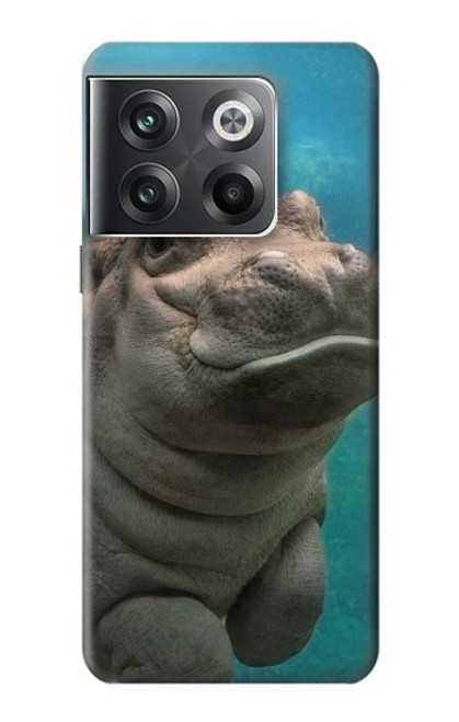 W3871 Cute Baby Hippo Hippopotamus Hard Case and Leather Flip Case For OnePlus Ace Pro