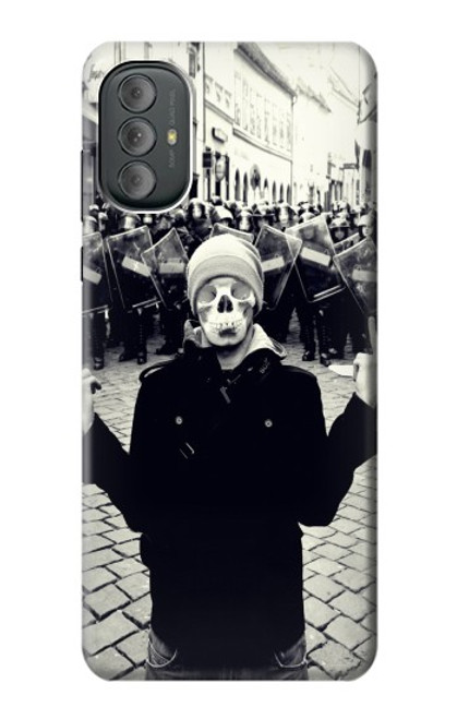 W1108 Skull Mask Man Protester Hard Case and Leather Flip Case For Motorola Moto G Power 2022, G Play 2023