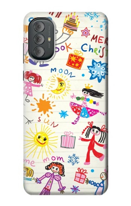 W3280 Kids Drawing Hard Case and Leather Flip Case For Motorola Moto G Power 2022, G Play 2023