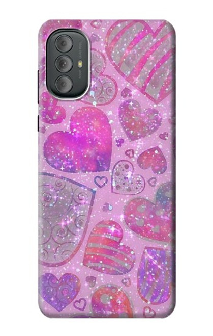 W3710 Pink Love Heart Hard Case and Leather Flip Case For Motorola Moto G Power 2022, G Play 2023