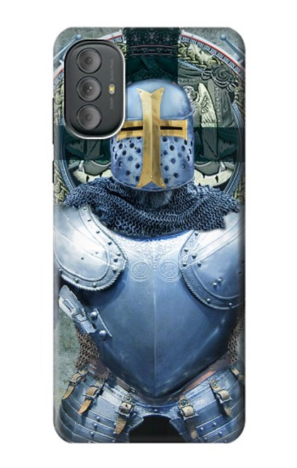 W3864 Medieval Templar Heavy Armor Knight Hard Case and Leather Flip Case For Motorola Moto G Power 2022, G Play 2023