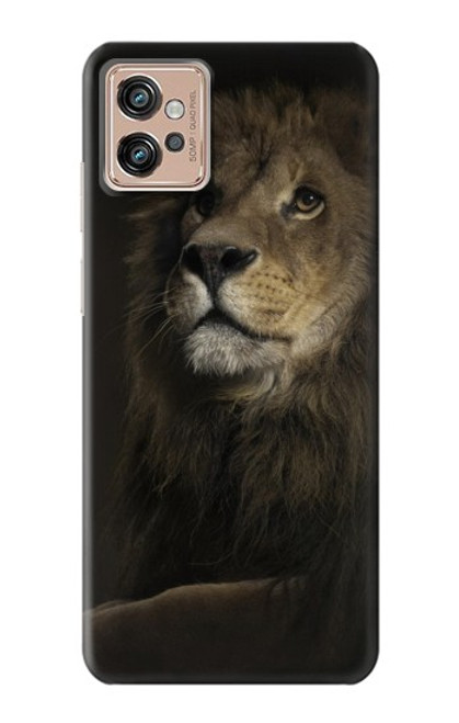 W0472 Lion Hard Case and Leather Flip Case For Motorola Moto G32