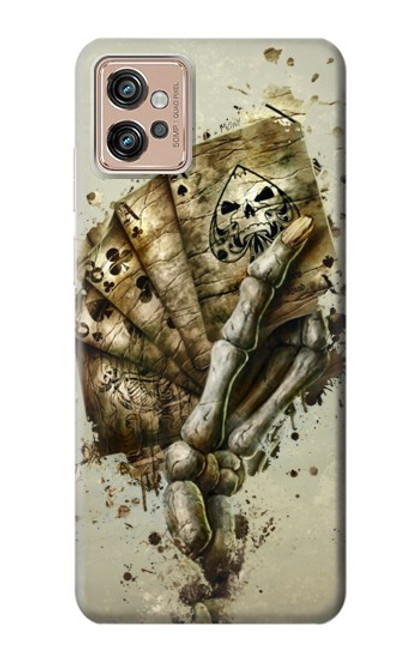 W0550 Skull Card Poker Hard Case and Leather Flip Case For Motorola Moto G32