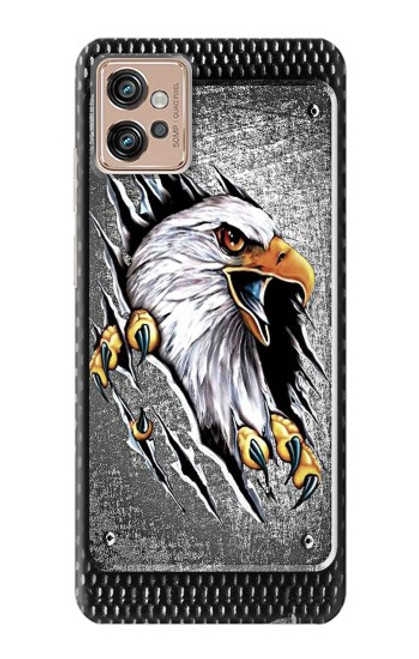 W0855 Eagle Metal Hard Case and Leather Flip Case For Motorola Moto G32