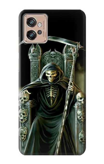 W1024 Grim Reaper Skeleton King Hard Case and Leather Flip Case For Motorola Moto G32