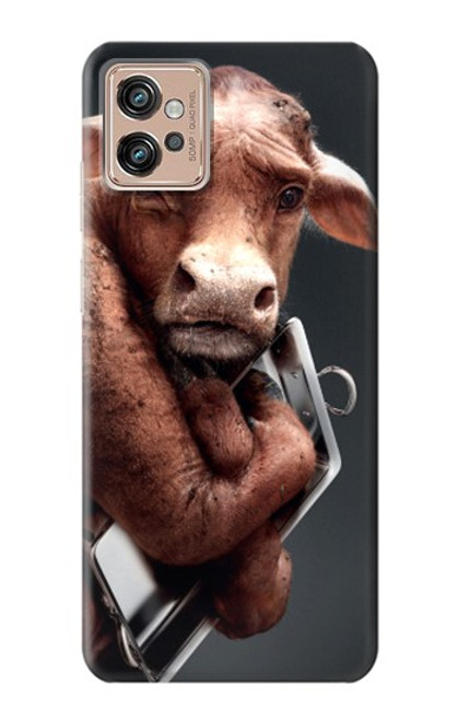 W1271 Crazy Cow Hard Case and Leather Flip Case For Motorola Moto G32