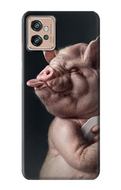 W1273 Crazy Pig Hard Case and Leather Flip Case For Motorola Moto G32