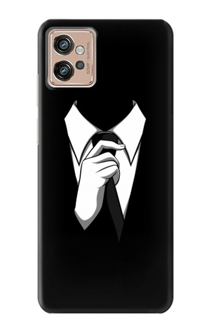 W1591 Anonymous Man in Black Suit Hard Case and Leather Flip Case For Motorola Moto G32