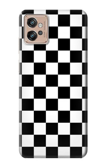 W1611 Black and White Check Chess Board Hard Case and Leather Flip Case For Motorola Moto G32