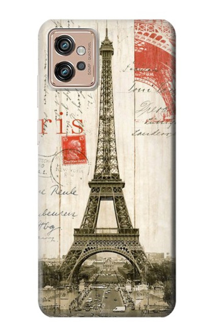 W2108 Eiffel Tower Paris Postcard Hard Case and Leather Flip Case For Motorola Moto G32