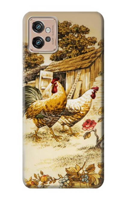 W2181 French Country Chicken Hard Case and Leather Flip Case For Motorola Moto G32