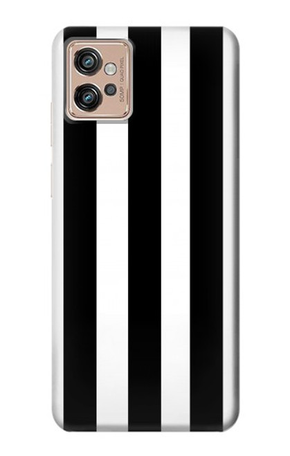 W2297 Black and White Vertical Stripes Hard Case and Leather Flip Case For Motorola Moto G32