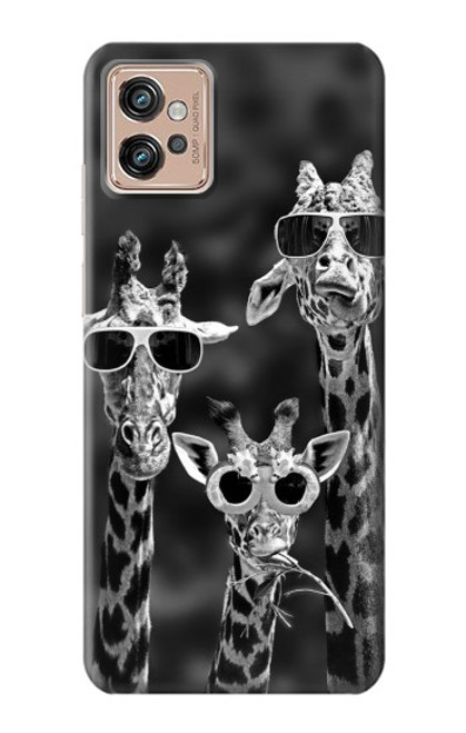 W2327 Giraffes With Sunglasses Hard Case and Leather Flip Case For Motorola Moto G32