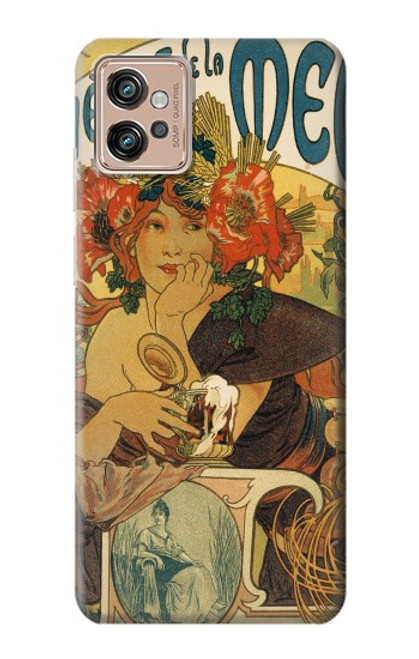 W2740 Alphonse Mucha Bieres De La Muse Hard Case and Leather Flip Case For Motorola Moto G32