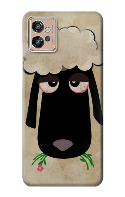 W2826 Cute Cartoon Unsleep Black Sheep Hard Case and Leather Flip Case For Motorola Moto G32