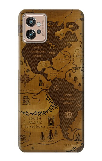 W2861 Antique World Map Hard Case and Leather Flip Case For Motorola Moto G32