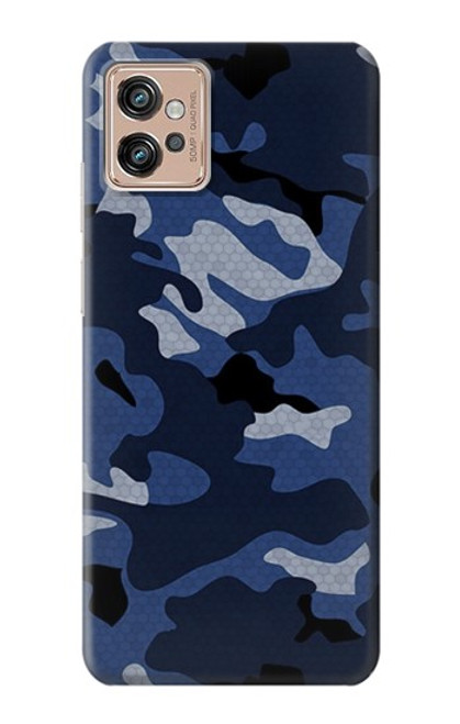 W2959 Navy Blue Camo Camouflage Hard Case and Leather Flip Case For Motorola Moto G32